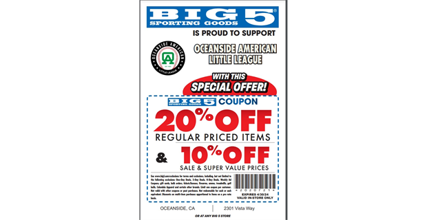 Big 5 Sporting Goods OA Coupon